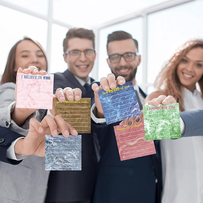 Yinder 24 Pcs Inspirational Sticky Notes with Lines Cute Motivational Sticky Notes Pad Employee Appreciation Gifts Bulk for Teacher Nurse Coworkers Office Supplies 3 x 3''(Marble Color,Appreciation)