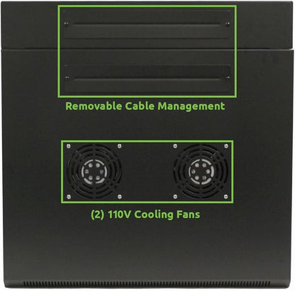 NavePoint 6U Server Cabinet with Hinged Back - 23.6” Deep, 6U Server Rack Enclosure with Locking Glass Door, Wall Mount Rack with Removable Side Panels, 6U Network Cabinet with 2 Fans, Pre-Assembled