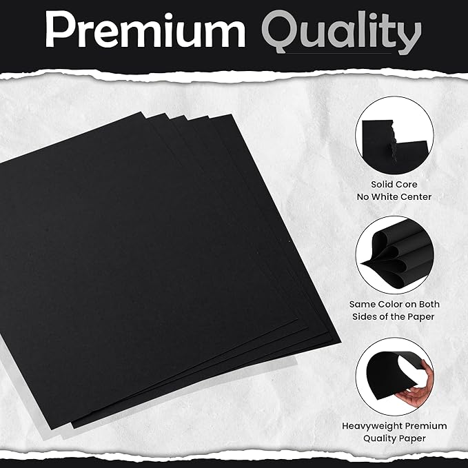 SANZIX 30 Sheets Black Cardstock Paper 8.5 x 11 80lb/216 GSM Heavyweight Printer Paper for DIY Cards, Scrapbook, Calligraphy & Crafts | Card Stock for Drawing, Invitations, Menus & Decorations