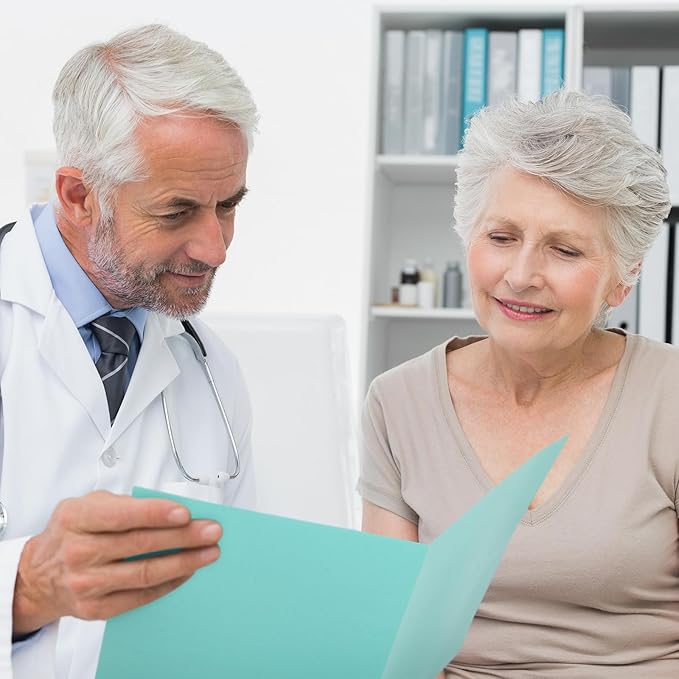 Harloon 75 Pack Two Pocket Portfolio Folders Bulk, 8.5 x 11 Inches Textured Paper with Business Card Slot Letter Size File Folders for Office School Classroom (Light Blue)