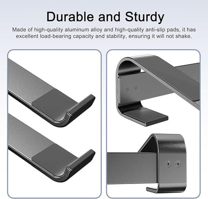 Laptop Stand for Desk, Aluminum Laptop Riser, Ergonomic Computer Stand for Laptop, Laptop Cooling Stand Compatible with for MacBook Pro/Air, Dell, HP, Lenovo, 10-17.3'', Black