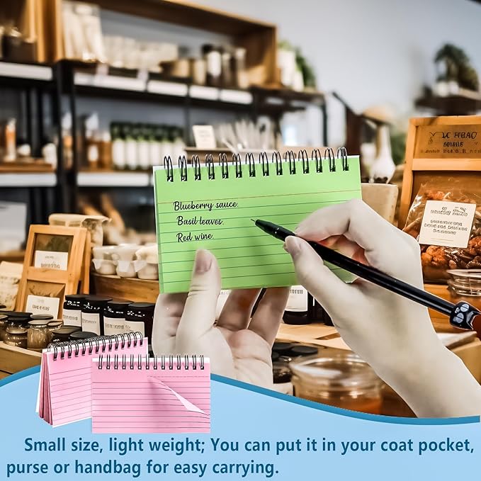 MotBach 250 Sheets Spiral Ruled Index Cards, 5 x 3 Inch, Multicolored Spiral Bound Lined Index Cards Learning Note Cards Flash Cards with PP Cover for Memory Learning Home School Office To Do List