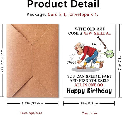 Funny Birthday Card for Men, Funny Birthday Card for Friends Grandpa Brother Husband Dad, Happy Birthday Card for Men Seniors, Funny Getting Older Birthday Card for Men, Old Age Bday Greeting Card