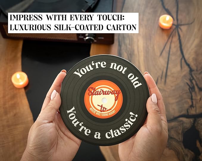 Funny Birthday Gift for Men and Women - For the Record Vinyl Birthday Card with Envelope | 30th, 40th, 50th, 60th, and 70th Birthday Gifts for Her, Him, Sister, Best Friend