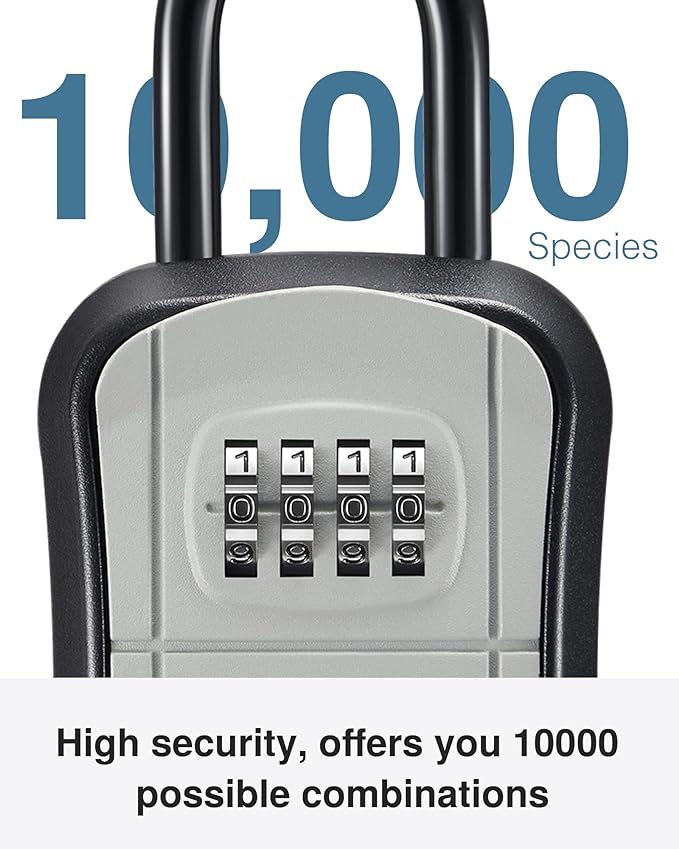 Puroma Key Lock Box, Portable Combination Lockbox Wall-Mounted Key Storage Box for House Keys, Resettable Code Safe Security Lock Box for Home, Office, Apartment Spare Key Storage (1 Pack, Gray)