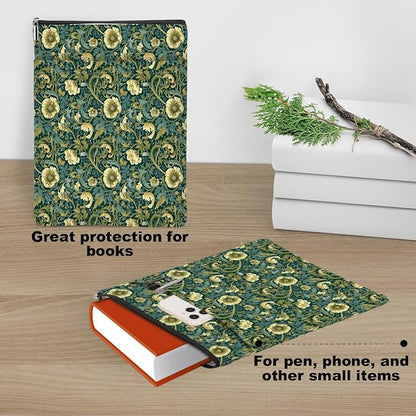 Botanical Book Sleeve, Classic Flower Book Covers for Paperbacks, Floral Book Pouch Book Protector, Book Lovers Gifts for Women Girls Mom, Book Accessories Book Club Gifts Christmas Birthday Gifts
