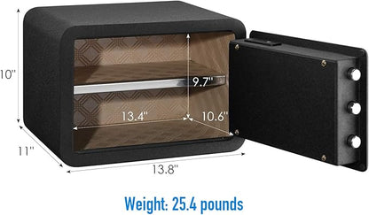 Tenamic Biometric Fingerprint Safe Box 0.85 Cubic Feet Fireproof Waterproof Safe Box with Induction Light and Leather, Solid Alloy Steel Office Hotel Home Cabinet Safe, Black