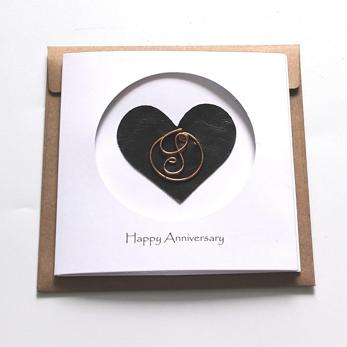Personalized Initial Copper Card, Copper Initial, Anniversary Card for Her, Couple, Gift for Her (S)