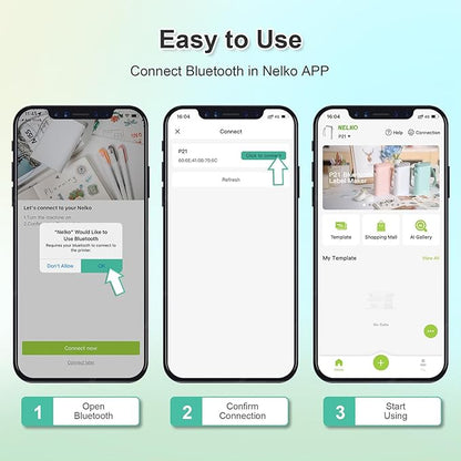 Nelko Label Maker Machine with Tape, P21 Bluetooth Label Printer, Wireless Mini Label Makers with Multiple Templates for Organizing Office Home, Cyan