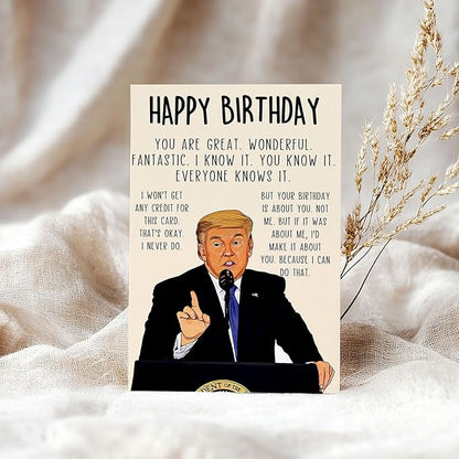 Funny Trump Birthday Card for Women Men, Humorous Donald Birthday Gifts Card for Dad or Mom, Trump Birthday Decorations for Husband Wife, Unique Birthday Gifts Ideas for Him Her