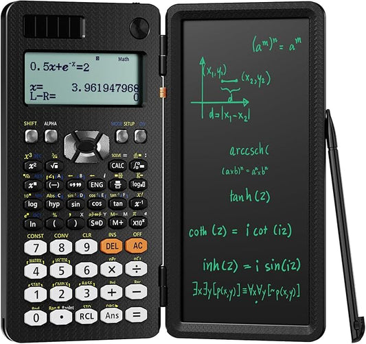 Upgraded 991ES Plus Desktop Scientific Calculator, ROATEE CalcNote Multiview 4-Line Display with Erasable LCD Writing Tablet, Solar Battery Power with Notepad for School and Business