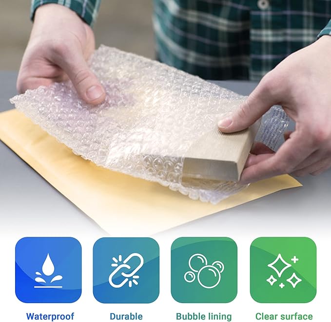 Clear Bubble Out Bags, 8 x 11.5 Inches. 150 Pack Self Seal Bubble Pouches. Polyethylene Clear Bubble Bags for Packing. Waterproof Clear Bubble Out Pouches for Fragile Things