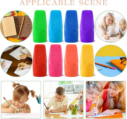 PRALB 400PCS Pencil Top Eraser Bulk Caps for Pencils,Chisel Shape Erasers Toppers Assorted Colors for Party Favors Games Prizes, Pencil Top Erasers Cap for Home School Classroom Office