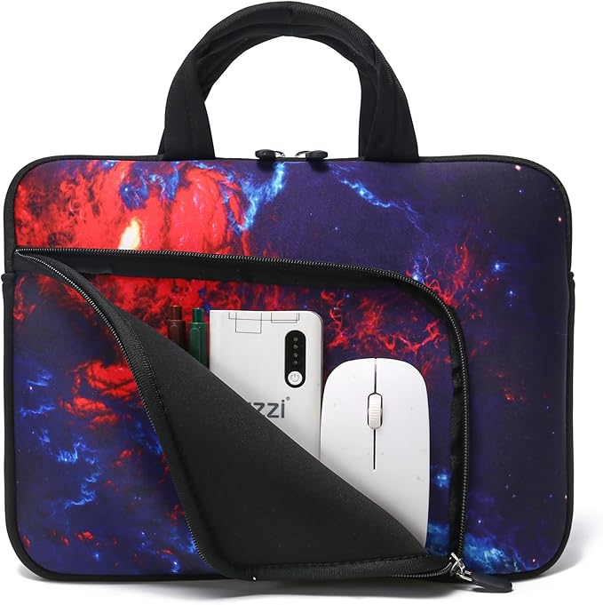 11.6 12 12.5 inch Laptop Sleeve Chromebook Case Ultrabook Case Notebook Sleeve Tablet Case Neoprene Handle Sleeve for Men Women, Two Pockets Fit Apple MacBook Air Samsung Acer HP DELL (Cool Galaxy)