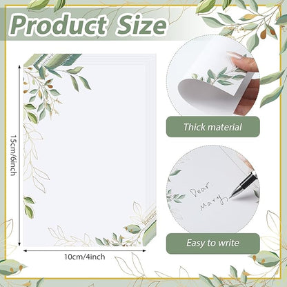 PerKoop 50 Pcs Blank Note Cards Decorative Notecards 4x6in Greenery Floral Notecards Printer Paper Cardstock Cards for Wedding Office DIY Drawing Thank Greeting Supplies(Eucalyptus)