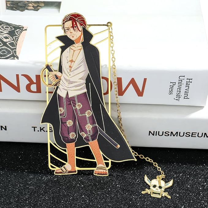 One Pieces Anime Luffy Shanks Uta Book Mark - Brass Metal Bookmark, Stationery School Supplies, Gift for Book Lover, Friends, Anime Fans Collection (Shanks)