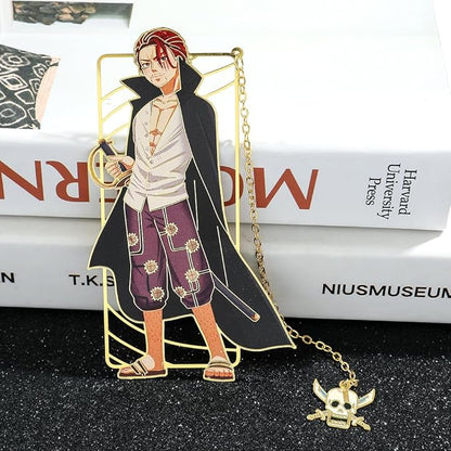 One Pieces Anime Luffy Shanks Uta Book Mark - Brass Metal Bookmark, Stationery School Supplies, Gift for Book Lover, Friends, Anime Fans Collection (Shanks)