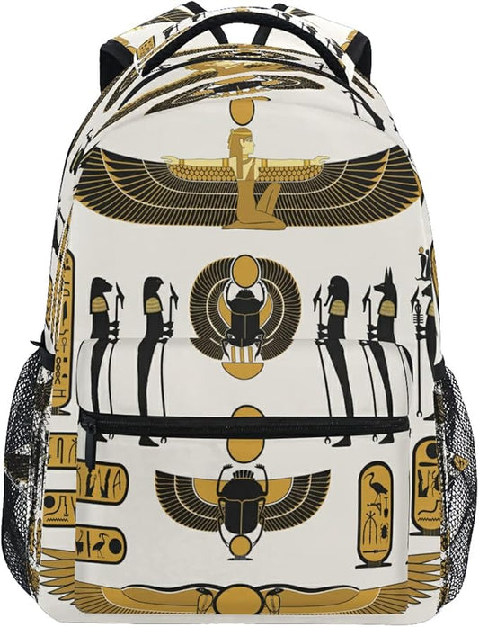 Ancient Egyptian Print School Backpack for Teens Girls Kids Boys, Egypt Sun Art Women Men Adult 15 in Laptop Backpack Casual Elementary Student College Bookbag Travel Hiking Camping Daypack…