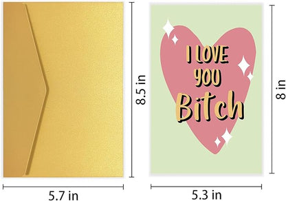 Funny Galentine's Day Card, I Love You Bitch Card, Friend Birthday Card, Love Card for Bestie, Friendship Card for Lady Girl, Valentines Card for Best Friend