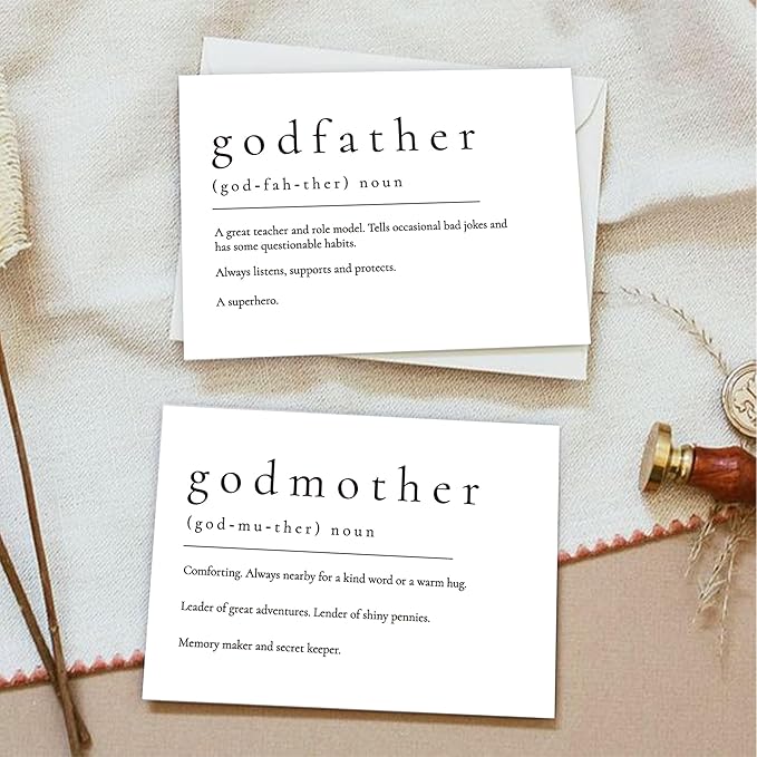 Will You Be My Godparents, God Parent's Proposal Cards Gifts with Envelope, Cute Gifts for Godparents On Wedding Day.（Godfather/Godmother A）