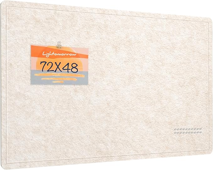 Large Bulletin Board - 72 x 48 Inches, Decorative Felt Pin Board for Wall - 6' x 4' Foldable Photo Display Board with Self-Adhesive Tape, Includes 20 Push Pins - Oatmeal