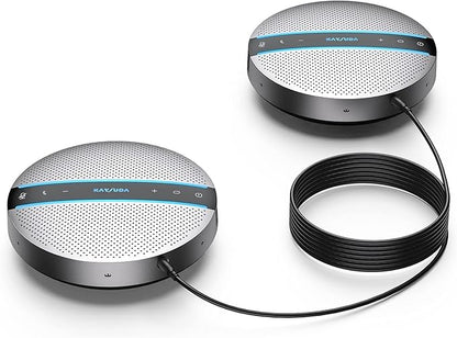2 in 1 Daisy-Chain Conference Speaker for 12 Attendees, Each Bluetooth Speakerphone with 6 Mics, USB/Dongle/Bluetooth Connection, Compatible with Conferencing Apps for Home Office