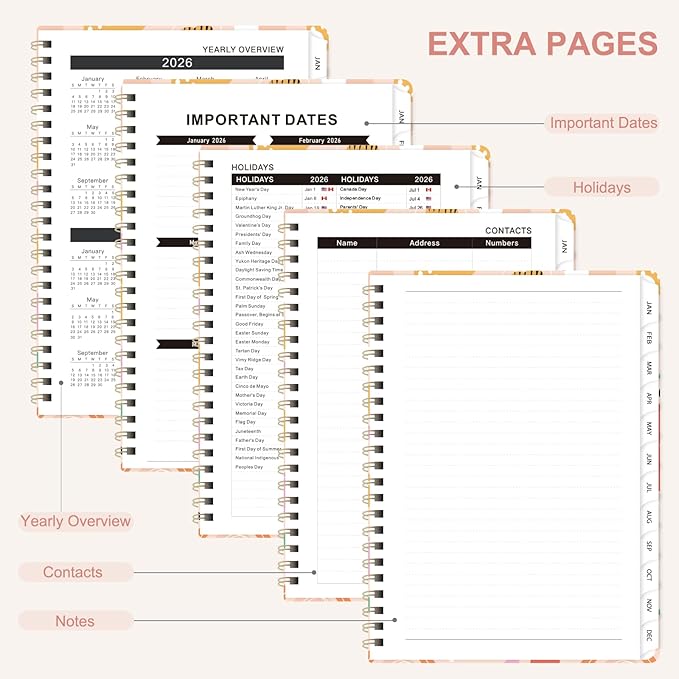 2026 Planner, Weekly and Monthly Academic Planner Calendar (JAN.2026 - DEC.2026), Planning Agenda Book, for Office Desk Accessories and School Supplies, A5(6.3" x 8.5")
