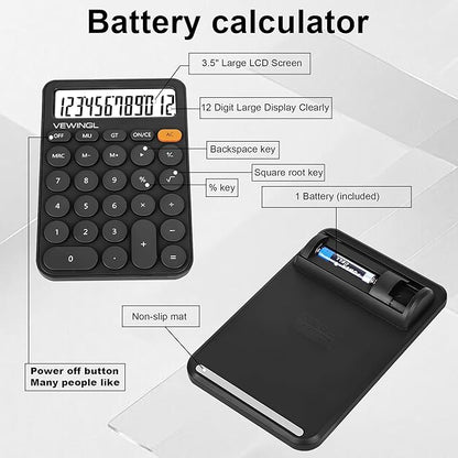 Standard Calculator 12 Digit,6.2 * 4.2in Desktop Large Display and Buttons,Calculator with Large LCD Display for Office,School, Home & Business Use,Automatic Sleep,15 °Tilt Screen