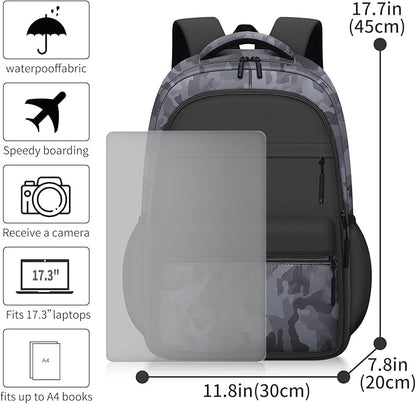Cute Backpack for School Kids Camouflage Laptop Travel Backpack for Women Men Casual College Teen Bookbag(black)