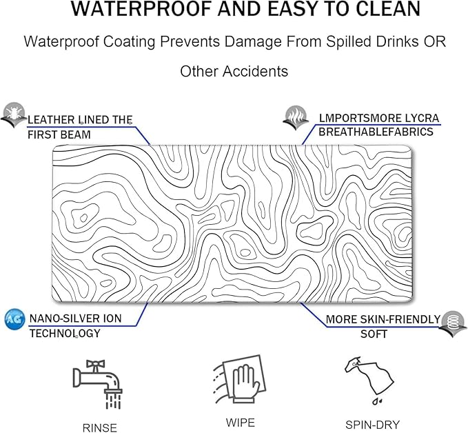 Large Mouse Pad, Big Desk Mat Large Office Desk Pad, Durable Extended Mouse Mat 35.4"x15.7" Computer Mousepad with Non-Slip Rubber Base & Stitched Edge for Home Office Work, Black Line