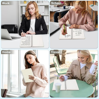 ABERLLS Beige Lined Spiral Journal Notebook with 160 Pages, 8×5.7in, A5 Spiral Notebook, Journaling Notebooks for Work, School, Women, Men, College Ruled Spiral Notebook, Hardcover Leather Journals