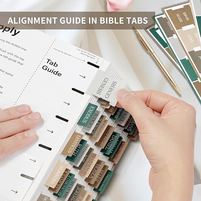Bible Tabs for Women & Men, Laminated Bible Tabs for Study Bible, Large Print Neutral Bible Tabs for Easy Navigation, Bible Index Tabs, 66 Tabs Old & New Testament, Extra 9 Blank Tabs - Winter Wood