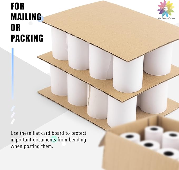 Mat Board Center, 25 Pack 16x20 Brown Cardboard Sheet, 1/8 inch Thick, Flat Corrugated Cardboard Inserts for Packing, Shipping, Mailing, Cardboard Backing, Art Craft Card Board