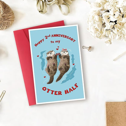 Happy 2nd Anniversary Card Gift for Husband,Wife,Boyfriend or Girlfriend,Romantic Second Year Anniversary Card,Funny Two Year Wedding Anniversary Card for Women Men Him Her