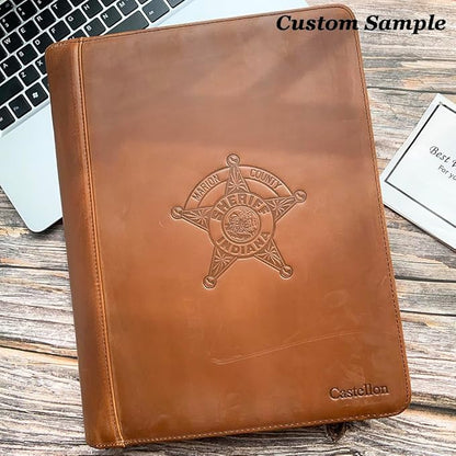 Personalized Leather Portfolio for Men, Engraved Leather Clipboard Portfolio Binder, Custom Leather Resume Padfolio for Women, Christmas Gift for His/Her(Clipboard, Brown-Custom)