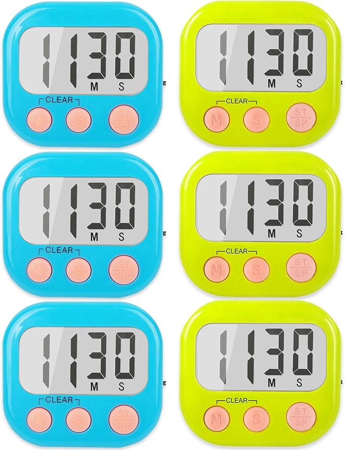 Classroom Timers for Teachers Kids Large Magnetic Digital Timer 6 Pack Blue Green