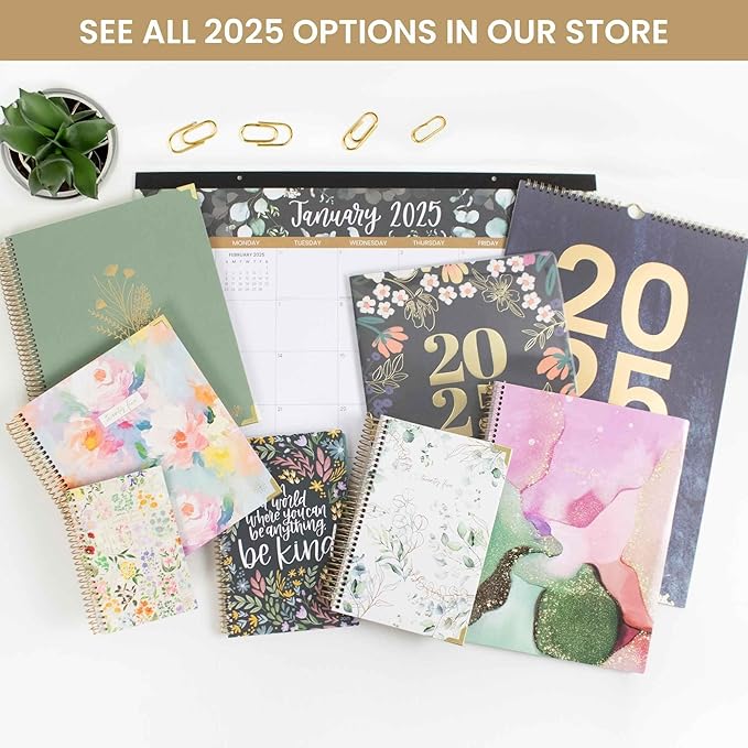 bloom daily planners 2025 Planner HARDCOVER (8.5" x 11") Calendar Year Day Planner (January 2025 - December 2025) - Appointment Goal Organizer - Monthly & Weekly Inspirational Agenda Book - Watercolor Waves