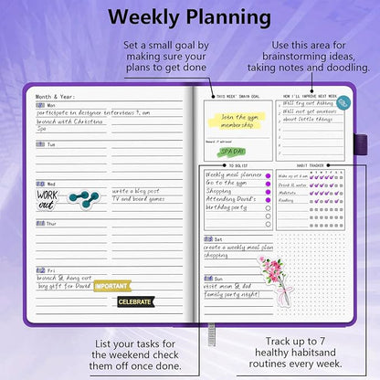 BLESWIN Monthly Life Planner Weekly Planner, No Dated Planner Start Anytime, Leather Weekly & Monthly Productivity Planner – Organizer Planner Thick Paper for Men Women