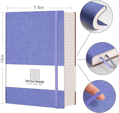 AHGXG Lined Journal Notebook - 320 Numbered Pages Leather Journal for Women, 100gsm Thick College Ruled Paper, Large B5 Softcover Journal for Writing Work School, 7.6'' X 10''-Purple