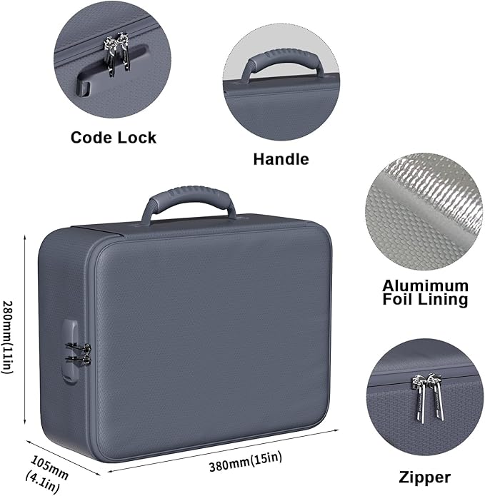 DocSafe 5200°F Document Organizer with Lock,Upgraded Heat Insulated Fireproof＆Waterproof Box 8 Layers File Organizer,Portable Home Travel Safe Storage for Important Documents, Files,Gray (Soft)