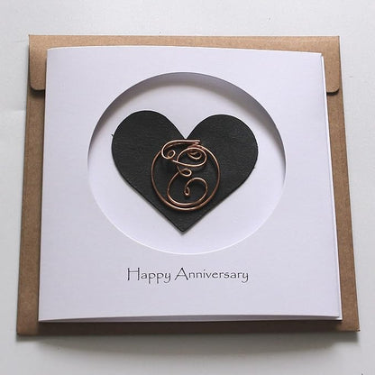 Personalized Initial Copper Card, Copper Initial, Anniversary Card for Her, Couple, Gift for Her(E)