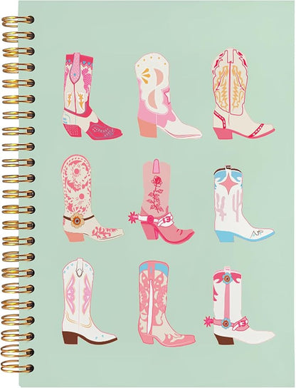 BearCake Cowgirl Boot Notebook, Cowgirl Stuff, Cowgirl Gifts, Western Office Supplies, Western Stuff for Women, Boho Western Notebook Journal 5.5x8.3 green
