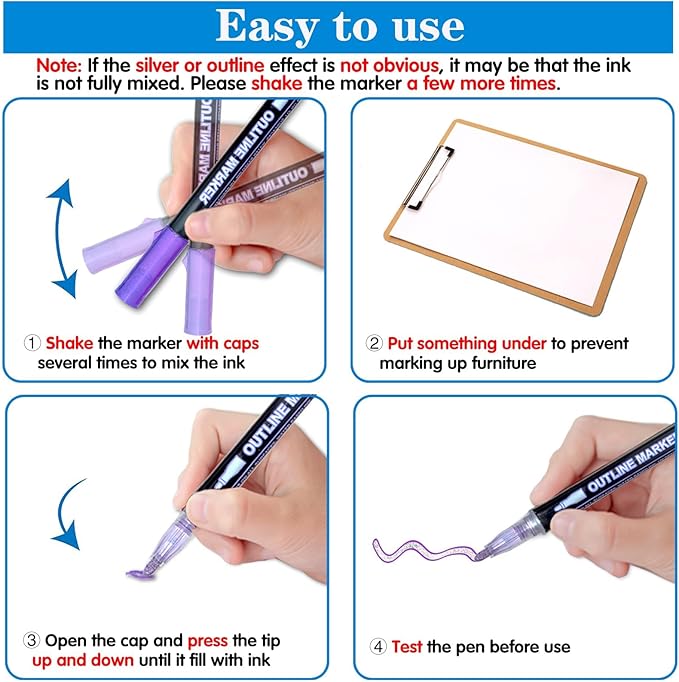 Muchcute Shimmer Markers Outline Glitter Gel Pens: 36 Stocking Stuffers Tween Teen Girl Gifts Trendy Stuff Cute Things Arts Crafts Supplies Kids Ages 4 5 6 7 8 9 10 12 14 16 18 Year Old Present Ideas