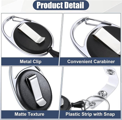 Honoson Heavy Duty Retractable Badge Reels Batch ID Badge Holder Retractable Clip Bulk Card Key Holder with Ring for Office Worker Employee, Doctor Nurse Gifts(Black,30 Pcs)