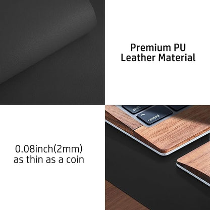 Aothia Leather Desk Pad Protector, Mouse Pad, Office Desk Mat, Non-Slip PU Leather Desk Blotter, Laptop Desk Pad, Waterproof Desk Writing Pad for Office and Home (Black,23.6" x 13.7")