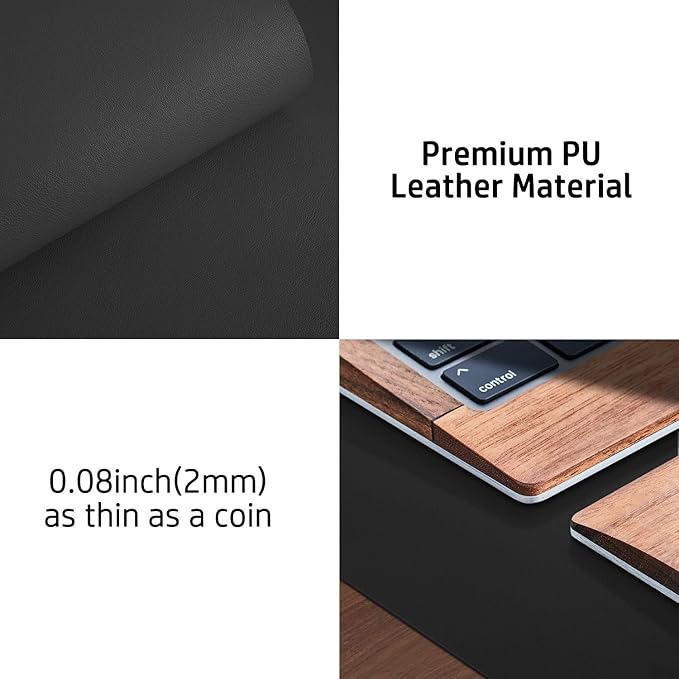 Aothia Leather Desk Pad Protector,Mouse Pad,Office Desk Mat, Non-Slip PU Leather Desk Blotter,Laptop Desk Pad,Waterproof Desk Writing Pad for Office and Home (Black,31.5" x 15.7")