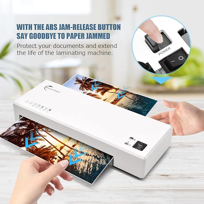 Laminator, 4 in 1 Laminator Machine with 40 Laminating Sheets, A4 Laminating Machine Hot & Cold with Paper Trimmer & Corner Rounder, 9-Inch Personal Thermal Laminator for Home School Office