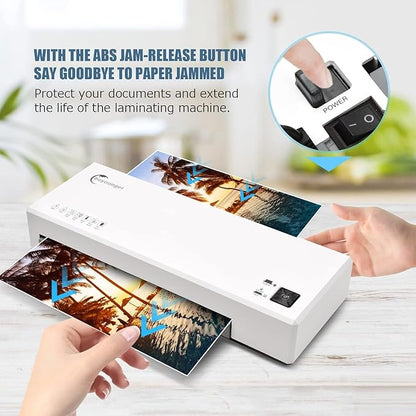 Laminator, 4 in 1 Laminator Machine with 40 Laminating Sheets, A4 Laminating Machine Hot & Cold with Paper Trimmer & Corner Rounder, 9-Inch Personal Thermal Laminator for Home School Office
