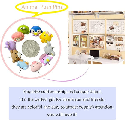 30 Pcs Cute Animal Push Pins - Decorative Frog Thumbtacks for Cork Board, Photo Wall, Map, Bulletin Board