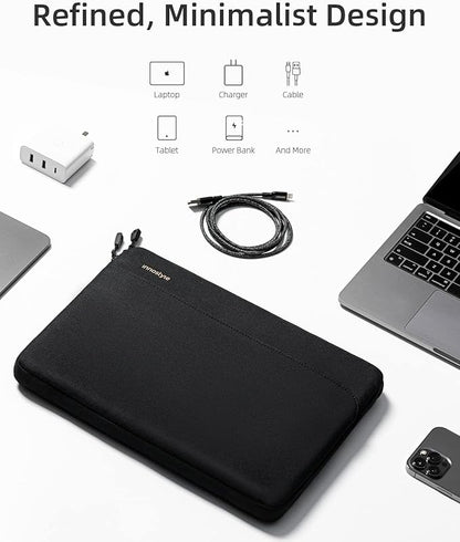 Protective 14 Inch Laptop Sleeve for 14 MacBook Air/Pro, 14 HP Dell Lenovo Asus Notebook - Shockproof, Water-Resistant with Accessory Pocket (Black, 14 inch)